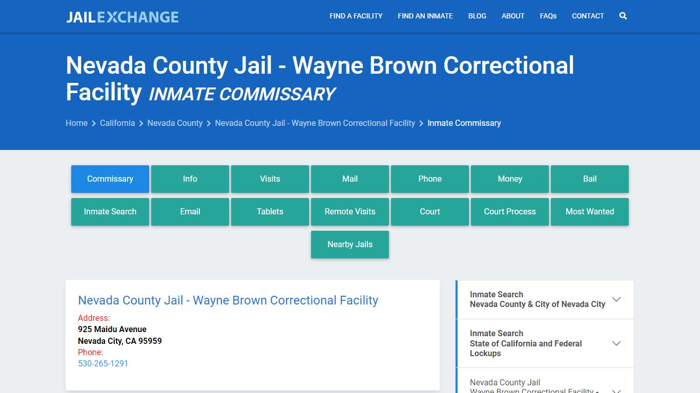 Inmate Commissary, Care Packs - Nevada County Jail - Wayne Brown ...