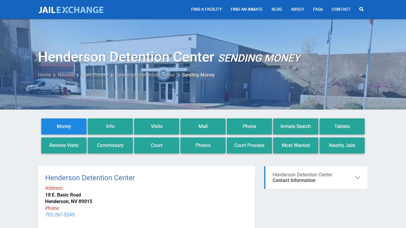 Send Money to Inmate - Henderson Detention Center, NV - Jail Exchange