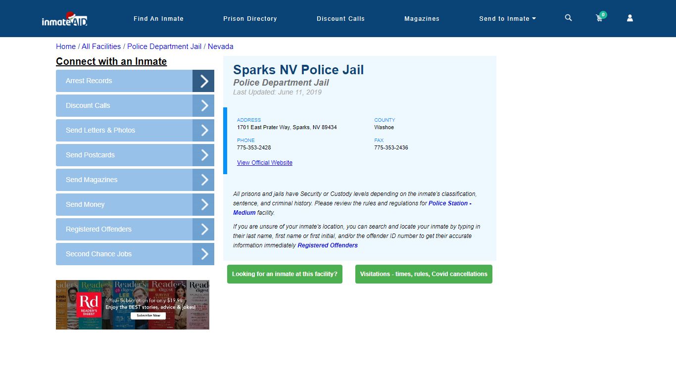 Sparks NV Police Jail & Inmate Search - Sparks, NV